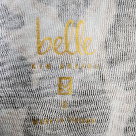 Belle by Kim Gravel Womens TripleLuxe Knit Abstract Giraffe Top Small Java Brown - Picture 9 of 11